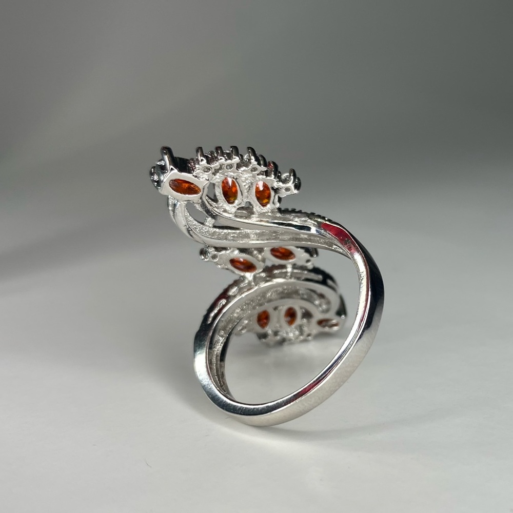 Elongated wrap around ring with orange oval stones ring size 7 - Picture 2 of 2